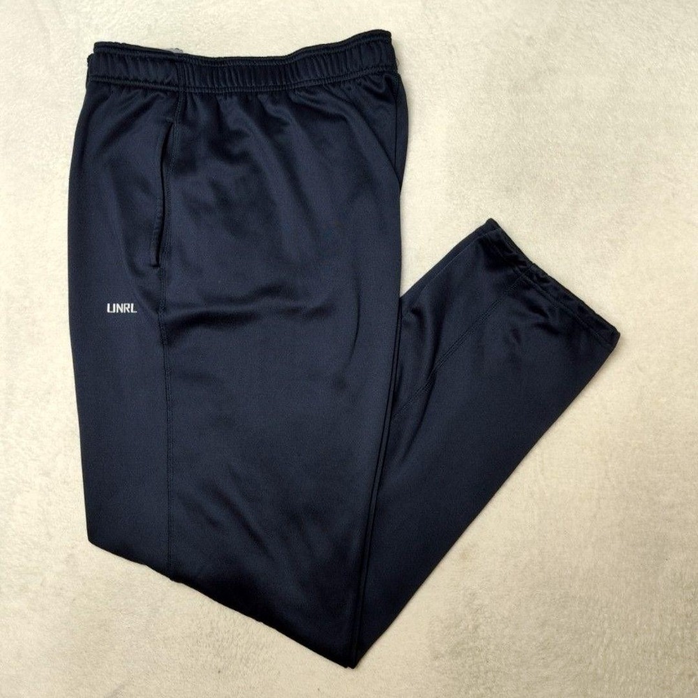 UNRL Jogger Pants Mens 2XL Blue Performance Zip Pocket Tapered‎ Sweatpants Gym